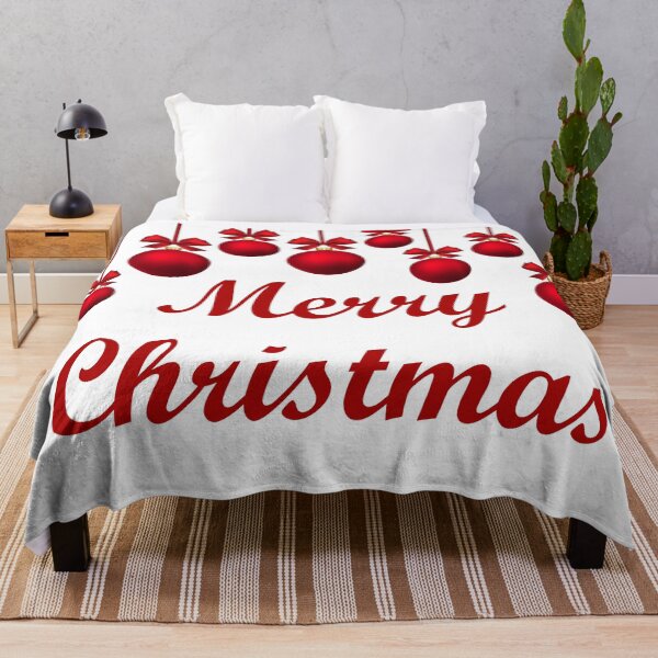 Item preview, Merry Christmas With Hanging Red Ornaments designed and sold by ThingsByJoy.