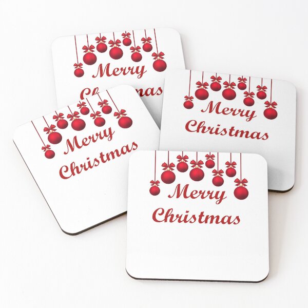 Item preview, Merry Christmas With Hanging Red Ornaments designed and sold by ThingsByJoy.