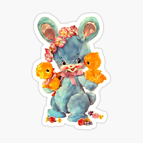 Item preview, Retro Bunny Rabbit Kitsch Transfer designed and sold by FridaArtGallery.