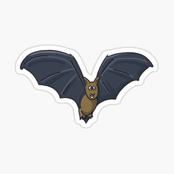 A happy bat flying in a purple cave Sticker