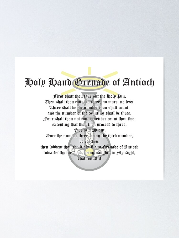 "Holy Hand Grenade of Antioch Scroll Monty Python" Poster by