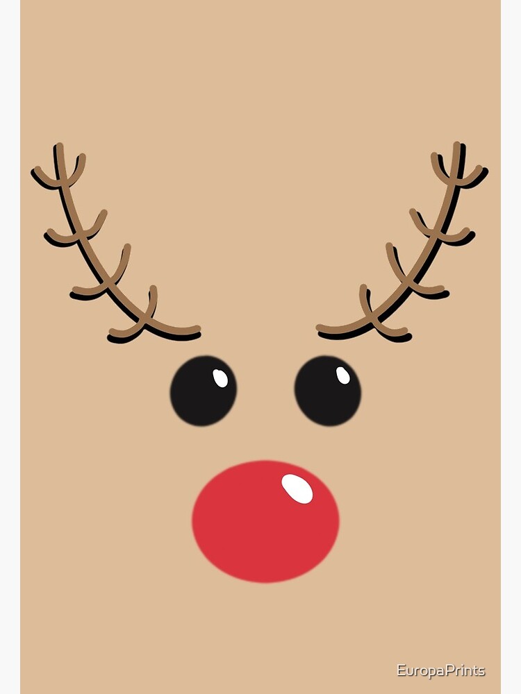 Rudolph, das rentier mit der roten nase, sitzt auf einem weißen  hintergrund.