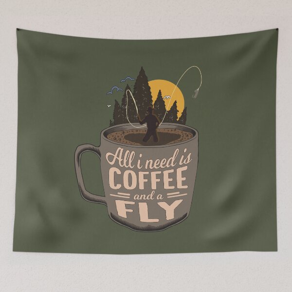 Item preview, Cartoon Coffee & Fly Fishing Lover Gift designed and sold by MrEddie10.