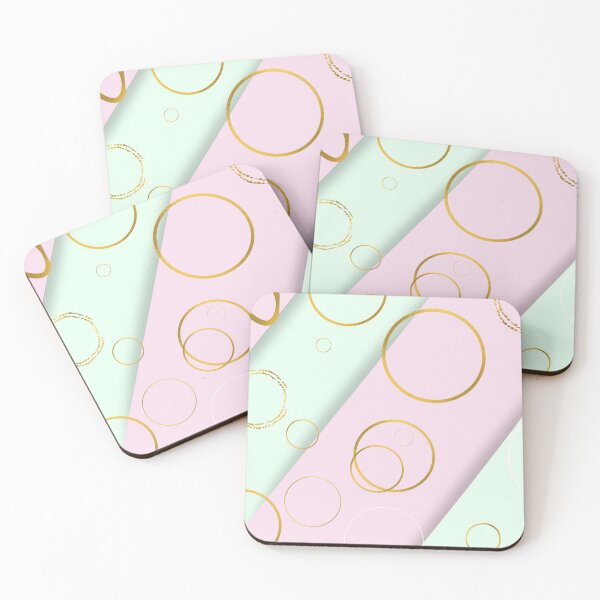 Item preview, Pastel pink and teal stripes with gold rings designed and sold by DaughterofYah.