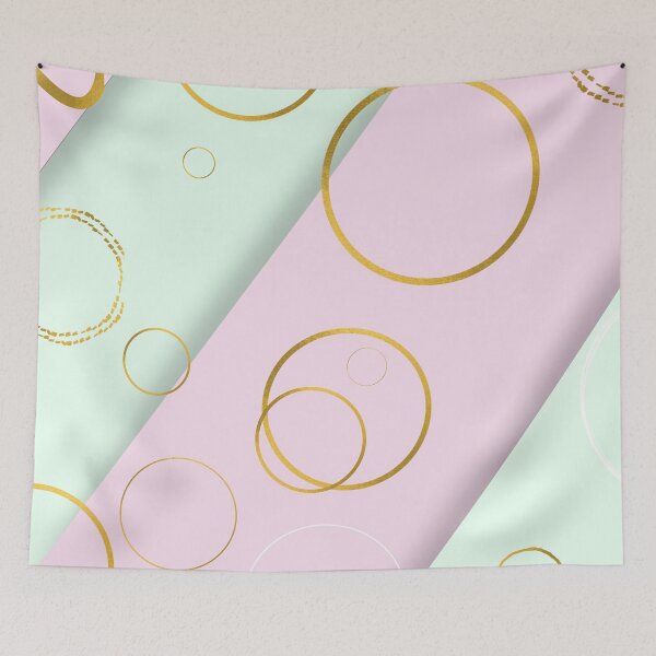Item preview, Pastel pink and teal stripes with gold rings designed and sold by DaughterofYah.