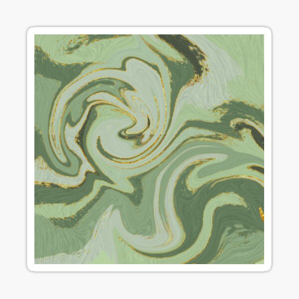 Green Marble Swirl Pattern Design Modern Waves Sticker