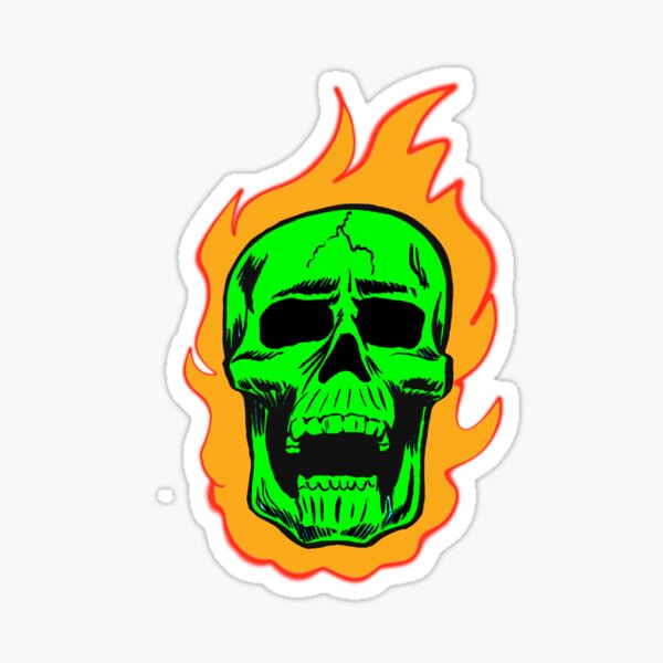 Flaming Skull Sticker