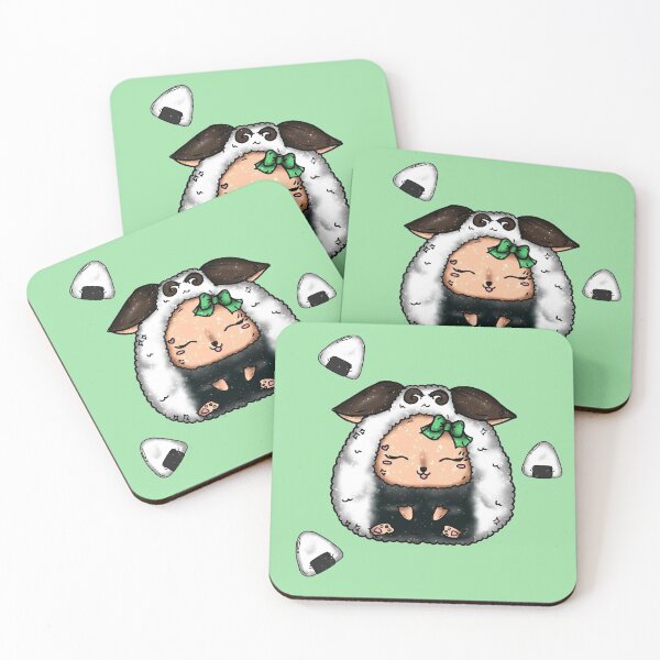 Item preview, Kawaii Onigiri Rice Balls Sheep Green Tea background Baby Japan designed and sold by Jolly-Yosei.