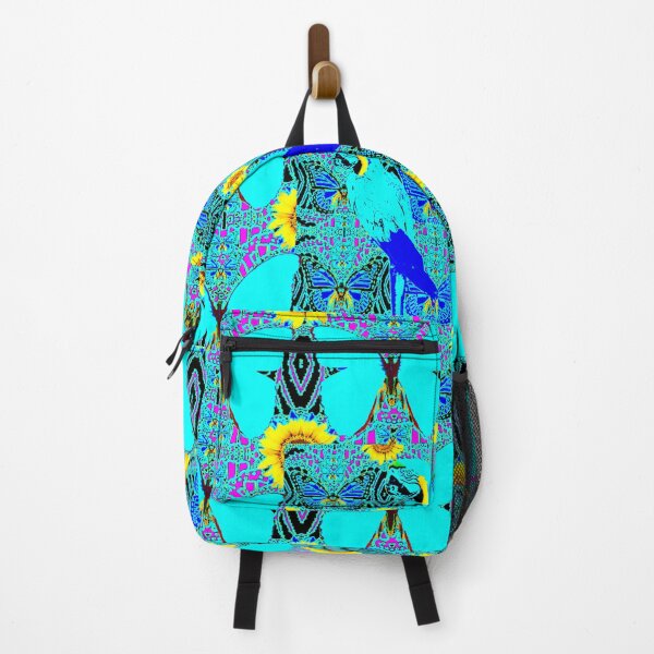 Item preview, NEON BLUE SATIN BUTTERFLIES & BLUE MACAWS PATTERN ABSTRACT ART designed and sold by sharlesart.
