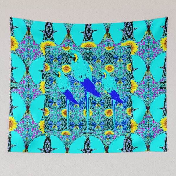 Item preview, NEON BLUE SATIN BUTTERFLIES & BLUE MACAWS PATTERN  ABSTRACT ART designed and sold by sharlesart.