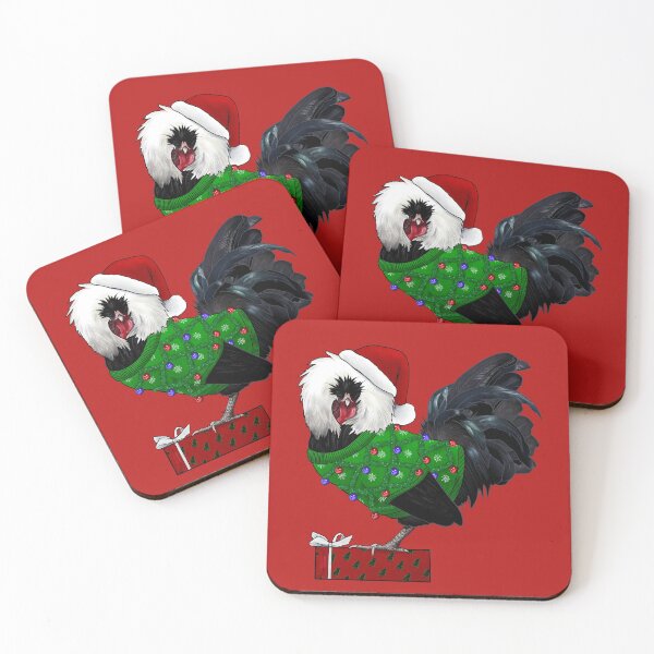 Item preview, Black Polish Rooster In An Ugly Christmas Sweater And Santa Hat With Gift designed and sold by iamgirl1.