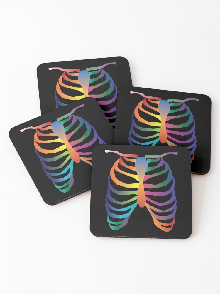 Thumbnail 1 of 5, Coasters (Set of 4), Rainbow Ribs designed and sold by Sasifrasically.