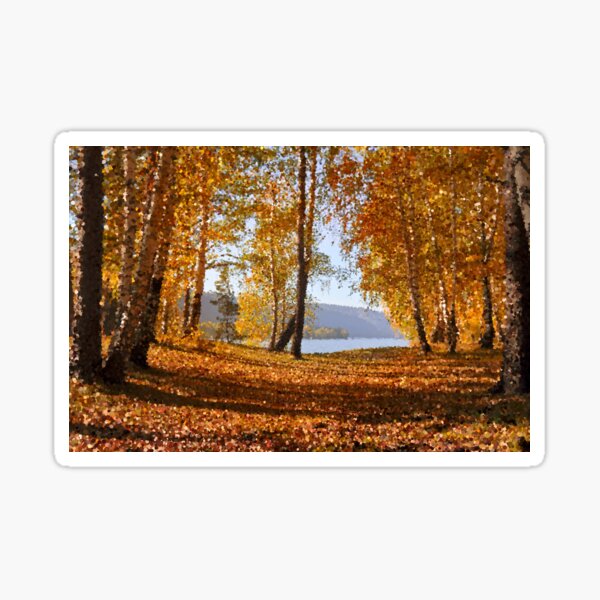 Path Through Fall Foliage Sticker