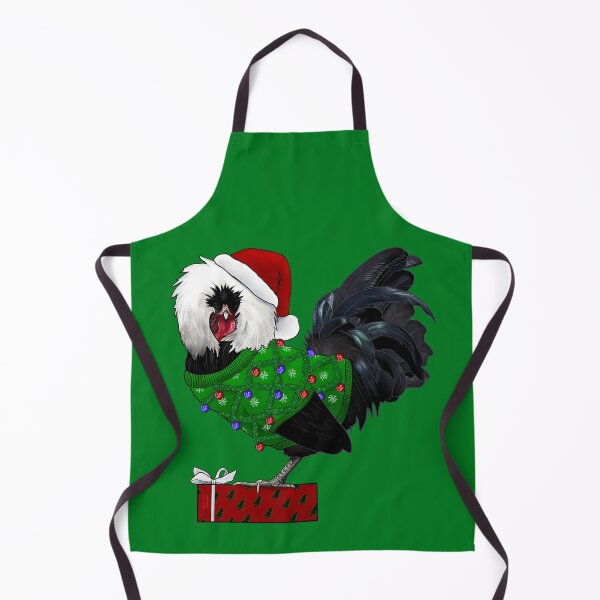 Item preview, Black Polish Rooster In An Ugly Christmas Sweater And Santa Hat With Gift designed and sold by iamgirl1.