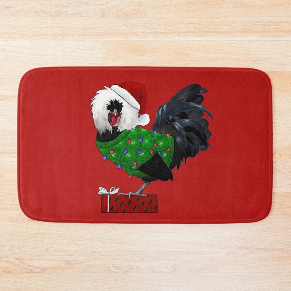 Item preview, Black Polish Rooster In An Ugly Christmas Sweater And Santa Hat With Gift designed and sold by iamgirl1.