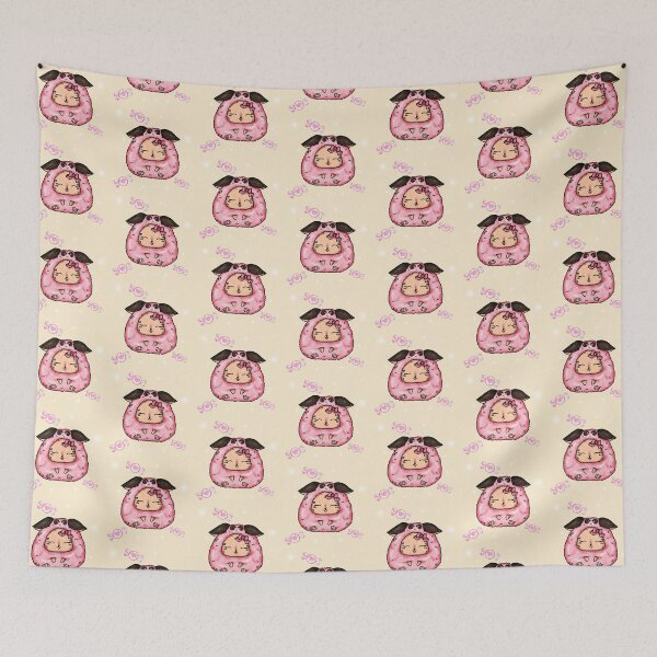 Item preview, Kawaii Pink Sheep Cream background Baby Cotton Candy designed and sold by Jolly-Yosei.