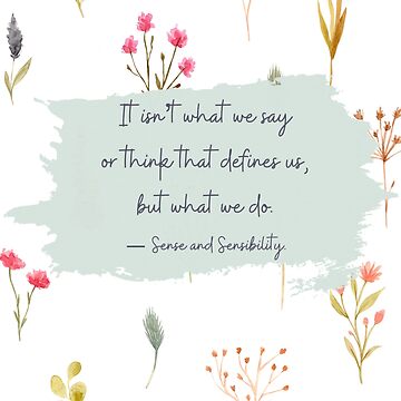 Artwork thumbnail, Jane Austen Sense & Sensibility Quote with Dried Flower Delicate Floral Art by Dollfacedesign