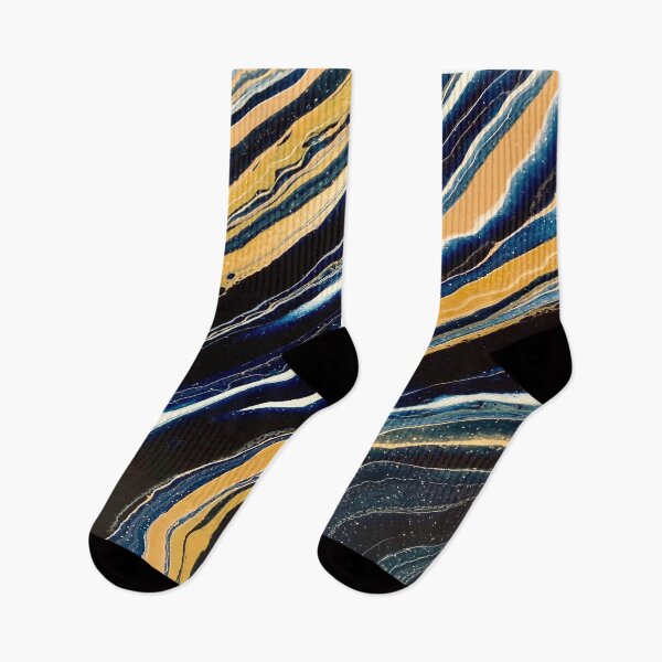 Item preview, Navy, Gold, and White Stripe Abstract Fluid Artwork designed and sold by CrystalCoast.