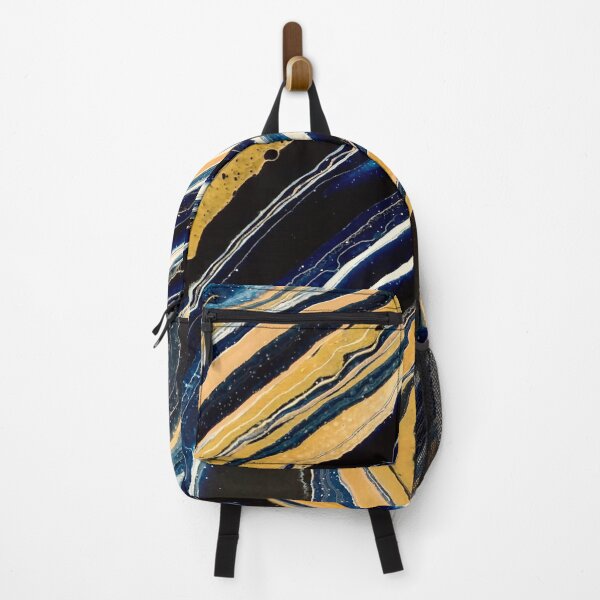 Item preview, Navy, Gold, and White Stripe Abstract Fluid Artwork designed and sold by CrystalCoast.