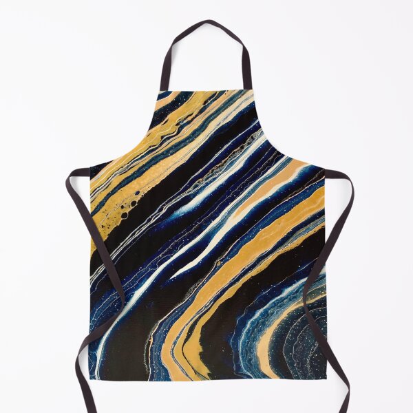 Item preview, Navy, Gold, and White Stripe Abstract Fluid Artwork designed and sold by CrystalCoast.