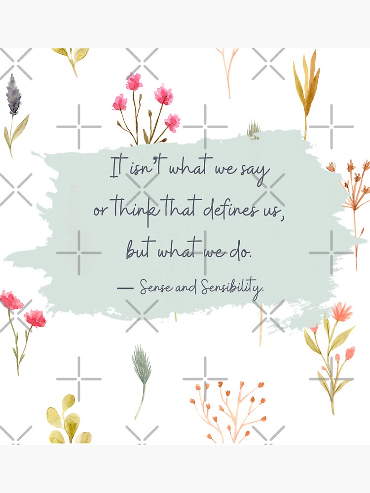 Thumbnail 3 of 3, Sticker, Jane Austen Sense & Sensibility Quote with Dried Flower Delicate Floral Art designed and sold by Dollfacedesign.