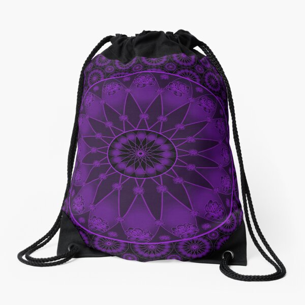 Dark Purple Mandala Drawstring Bag