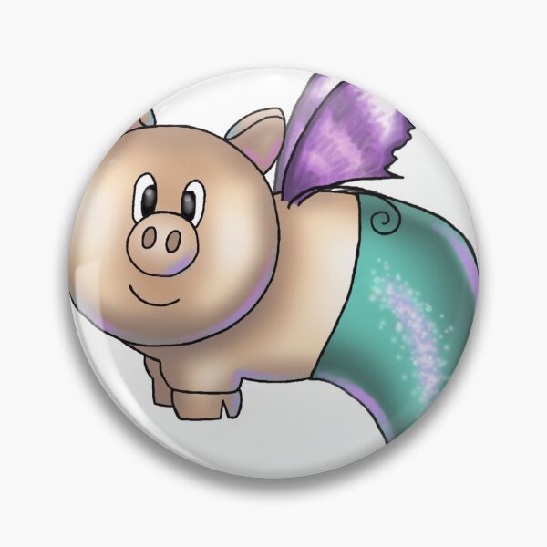 Item preview, Cute little mermaid piggy with wings designed and sold by piggiesnstuff.