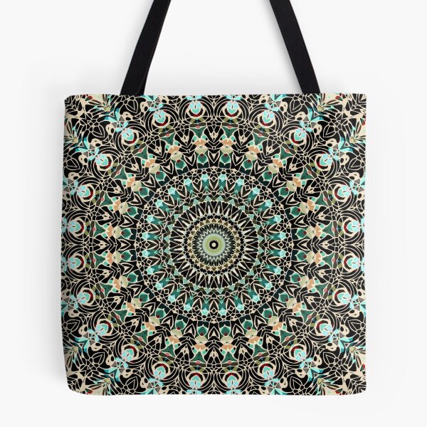 Item preview, Gold Wire Mandala in Turquoise Blue, Green, and Rust designed and sold by Kelly Dietrich Mandala & Fractal Art.