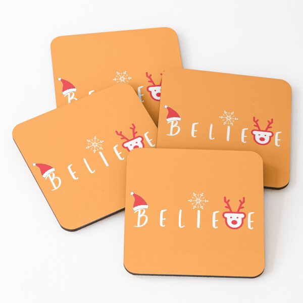 Item preview, Christmas Believe Cute Santa Claus Snow Reindeer Graphics with Sayings in Orange designed and sold by Happiness Creators.