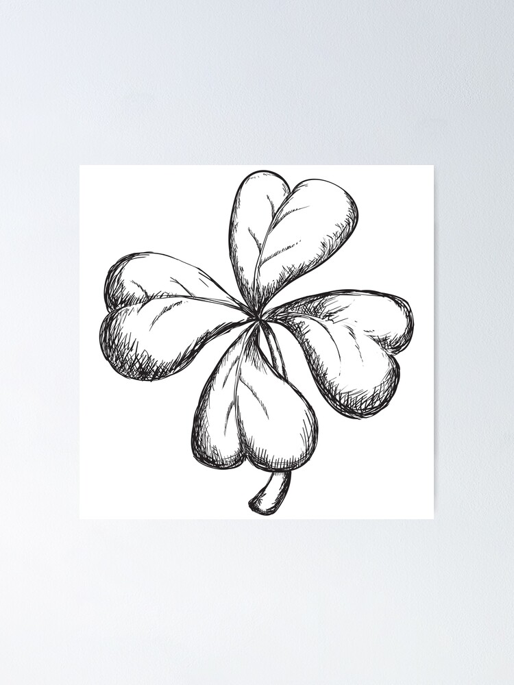 Тату пятилистный клевер эскиз