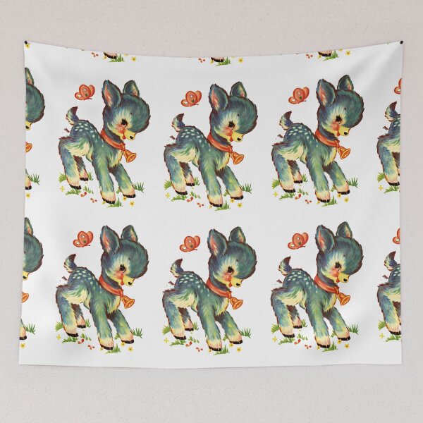 Item preview, Baby Goat with Bell and Butterfly Vintage Retro Transfer designed and sold by FridaArtGallery.