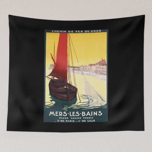 Item preview, Mers les Bains retro poster designed and sold by CorasPosters.