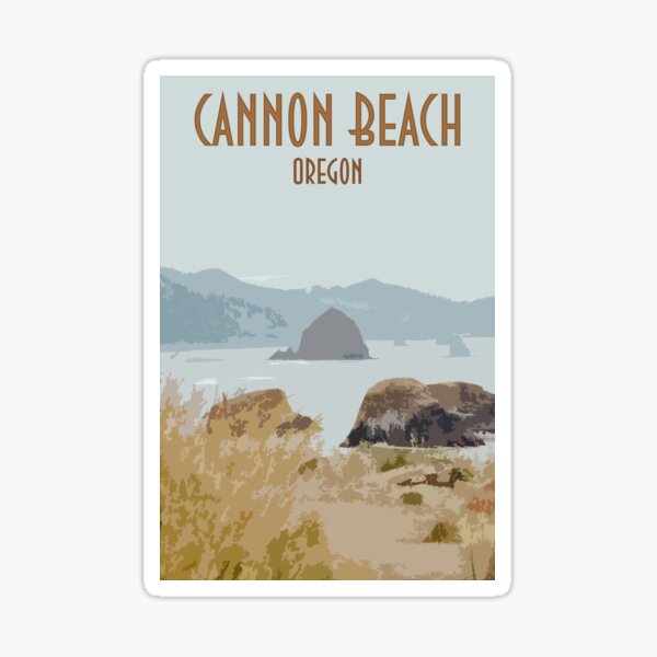 Item preview, Cannon Beach Vintage Travel Sticker, Vintage Travel Poster designed and sold by MadeByEmilyLam.