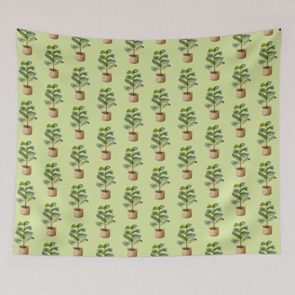Item preview, Watercolor fiddle leaf fig tree in a basket designed and sold by fengyuhao.
