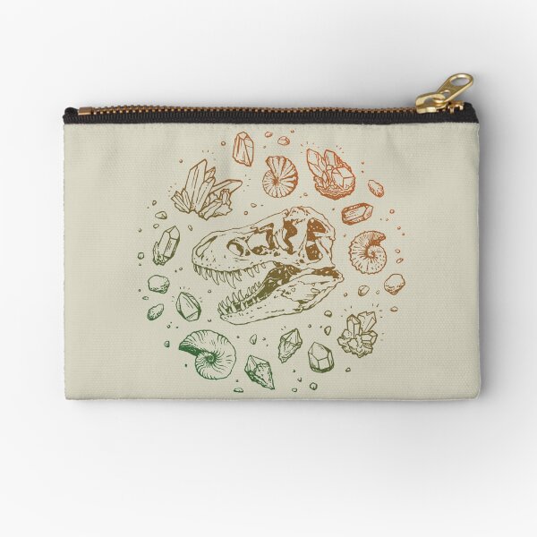 Geo-rex Vortex | Leaf Green & Pumpkin Spice Ombré | Dinosaur Fossil Art Zipper Pouch