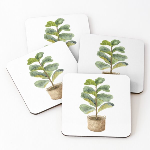 Item preview, Watercolor fiddle leaf fig tree in a basket designed and sold by fengyuhao.