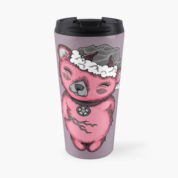 Pink scary Teddy Bear Travel Mug