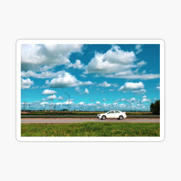 Joy Ride and Blue Sky on a Sunny Day Sticker