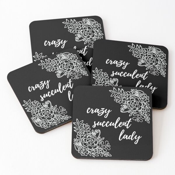 Item preview, Crazy succulent lady - white text on black background designed and sold by marta-maria.