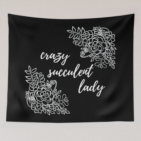 Item preview, Crazy succulent lady - white text on black background designed and sold by marta-maria.