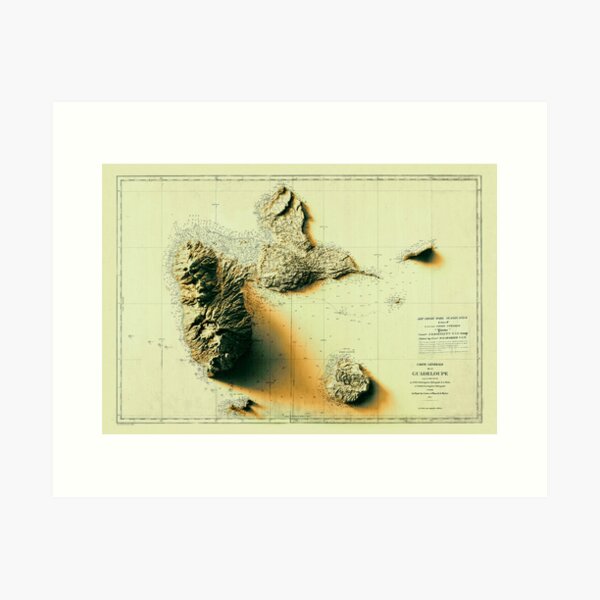 Item preview, 1879 Sunset Guadeloupe Relief Map 3D digitally-rendered designed and sold by ThinkAboutMaps.