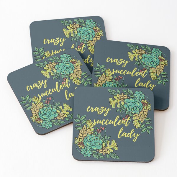 Item preview, Crazy succulent lady - lemon yellow text on teal background designed and sold by marta-maria.