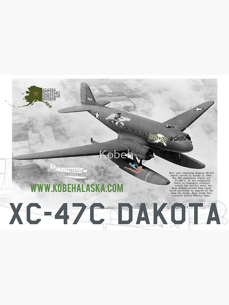 XC-47C Dakota Amphibious Airplane Art Poster by Kobeh Alaska | Art Board  Print