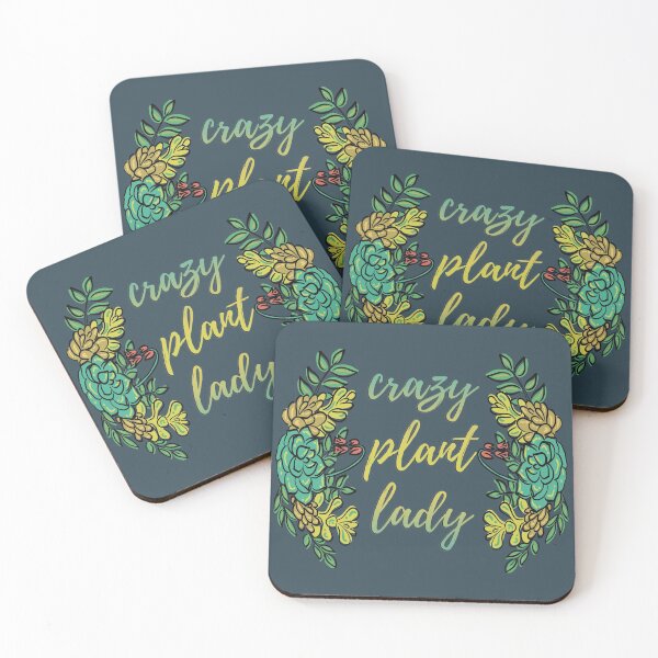 Item preview, Crazy plant lady with succulent composition - lemon yellow text on teal background designed and sold by marta-maria.