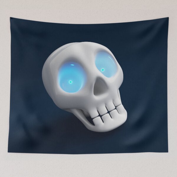 Item preview, Funny skull with shining blue eyes designed and sold by lathspell.
