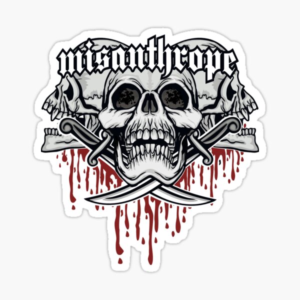 Vista previa del artículo con la obra «Misántropo Cráneo Misantropía Nihilista Introvertido Heavy metal», diseñado y vendido por h44k0n.