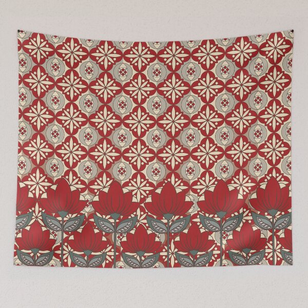 Item preview, Red Renaissance brocade designed and sold by Caroline Swart.