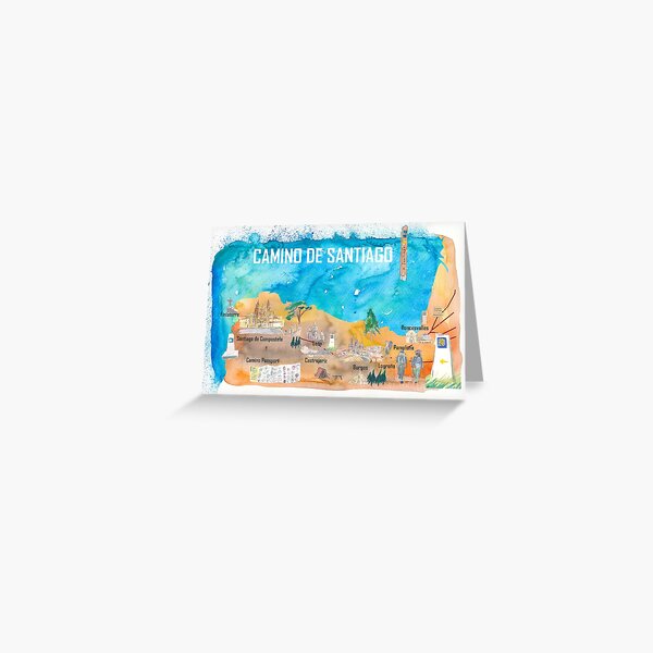 Item preview, Camino Santiago St Jacques James Travel Poster Favorite Map Pilgrimage Highlights designed and sold by artshop77.