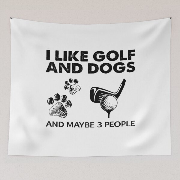 Item preview, I like golf and dogs and maybe 3 people  designed and sold by ChesterNichols.