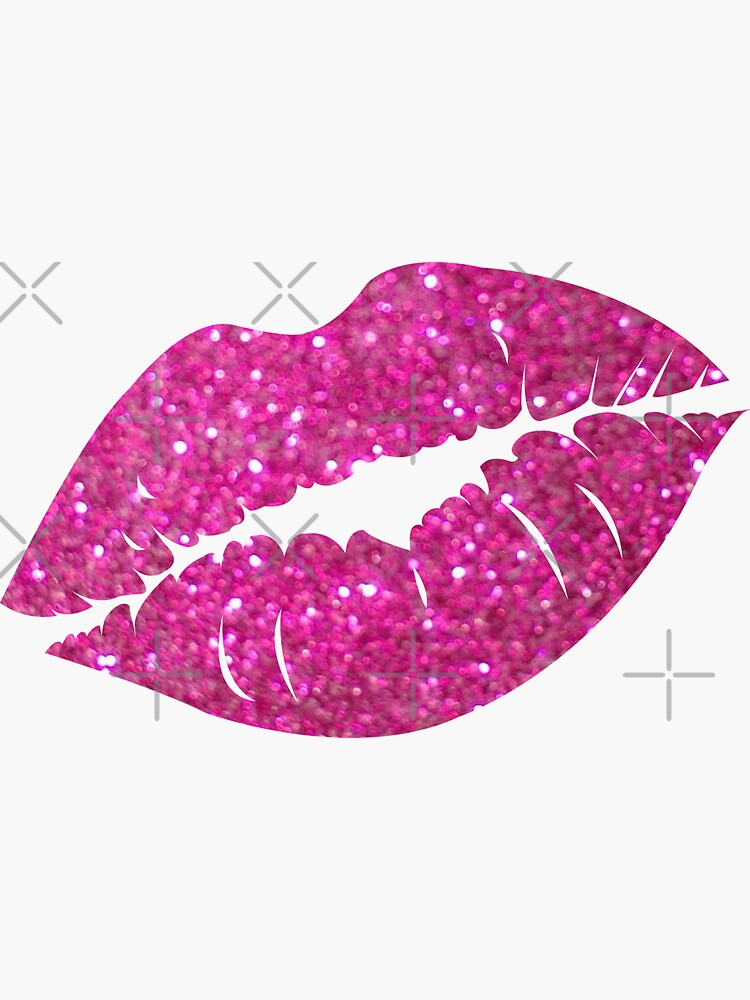 Hot Pink Glitter Lips Sticker By Felicity K Redbubble 